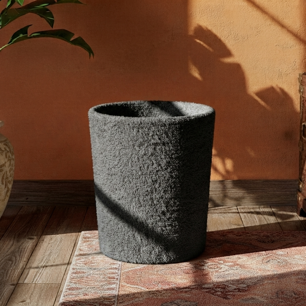 Teddy Fur - Charcoal Black Dustbin Trendy Home