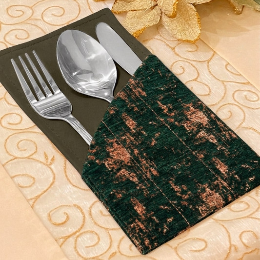 Shanghai Velvet - Emerald Cutlery Pouch Trendy Home