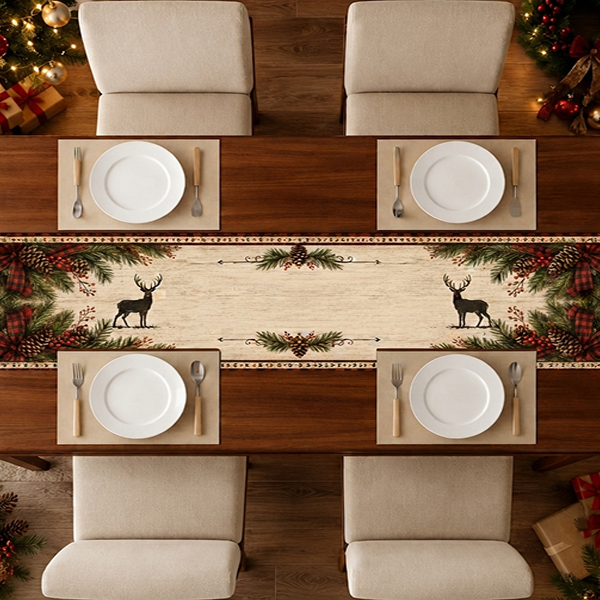 Printed - Rustic Reindeer Table Runner