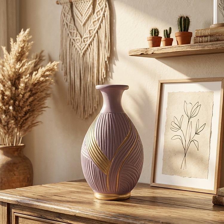 Old Bottle - Lavender Gold Vase Trendy Home