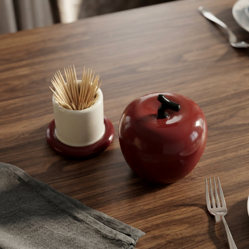 Ceramic - Red Apple Toothpick Holder trendy home