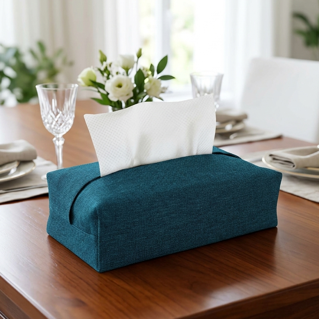 Fine Jute - Dark Turquoise Tissue Box Trendy Home