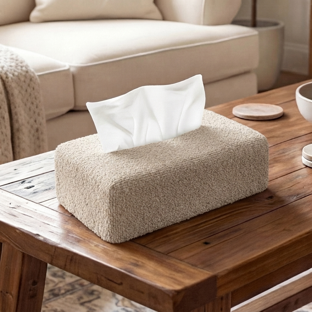 Teddy Fur - Sand Beige Tissue Box