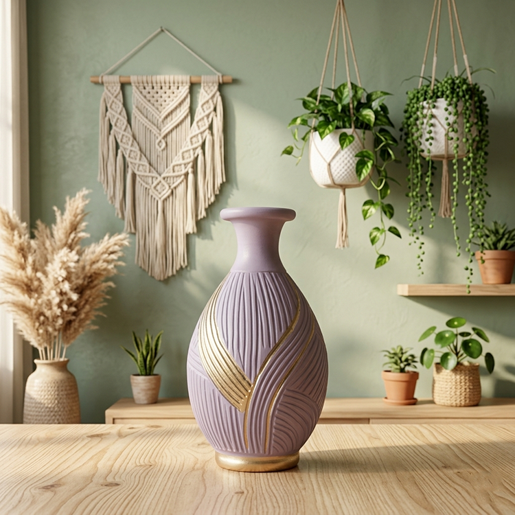 Old Bottle - Lavender Gold Vase Trendy Home