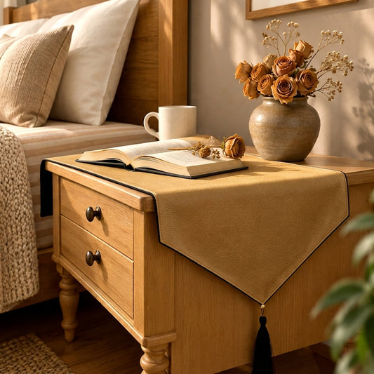 Leather - Peanut Brown Bed Side table Accent Trendy Home