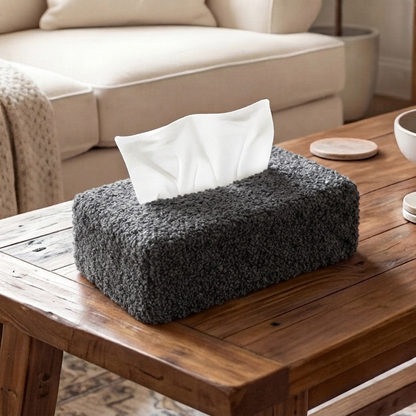Teddy Fur - Charcoal Black Tissue Box