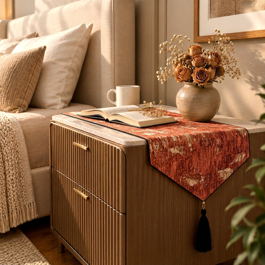 Shanghai Velvet - Rust Bed Side Table Accent Trendy Home
