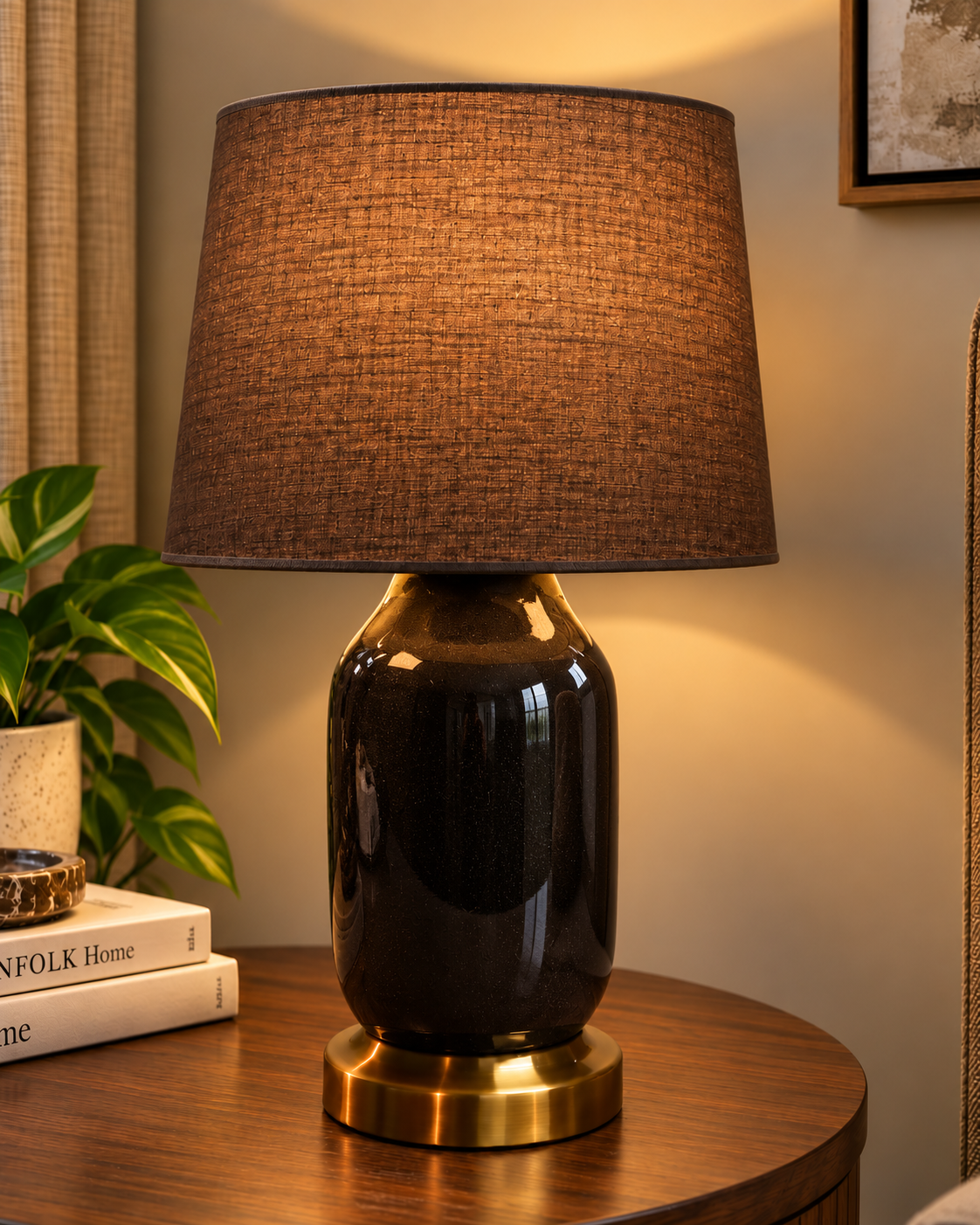 Carbon Barrel Table Lamp Dark Brown Single Trendy Home