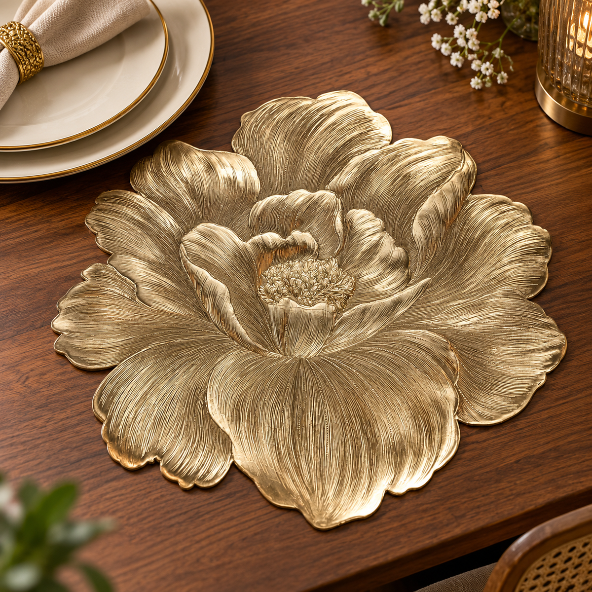 Pvc - Luxury Golden Rose Charger Plate Trendy Home