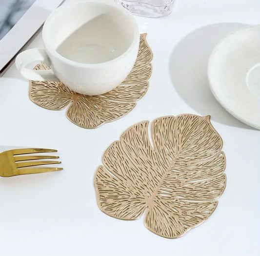 Pvc Monstera Leaf Tea Coaster Trendy Home