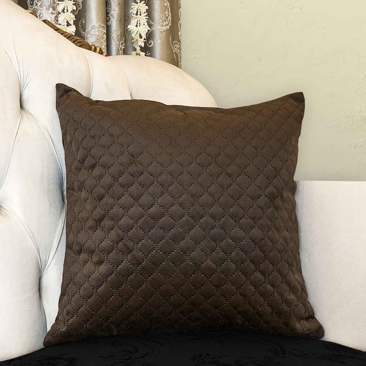Quilted Velvet - Coffee Cushion Cover Trendy Home