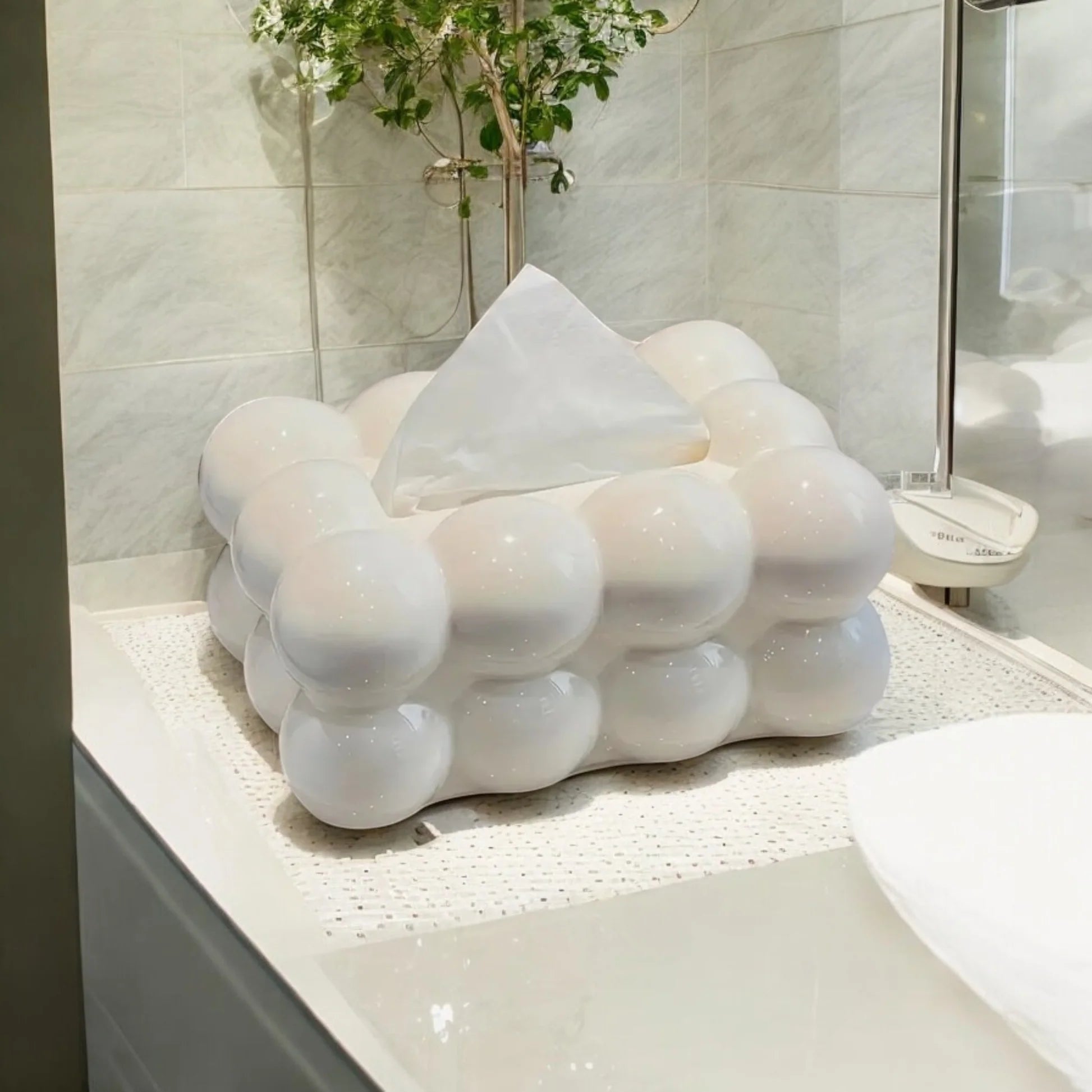 White Marshmellow Tissue Holder Trendy Home
