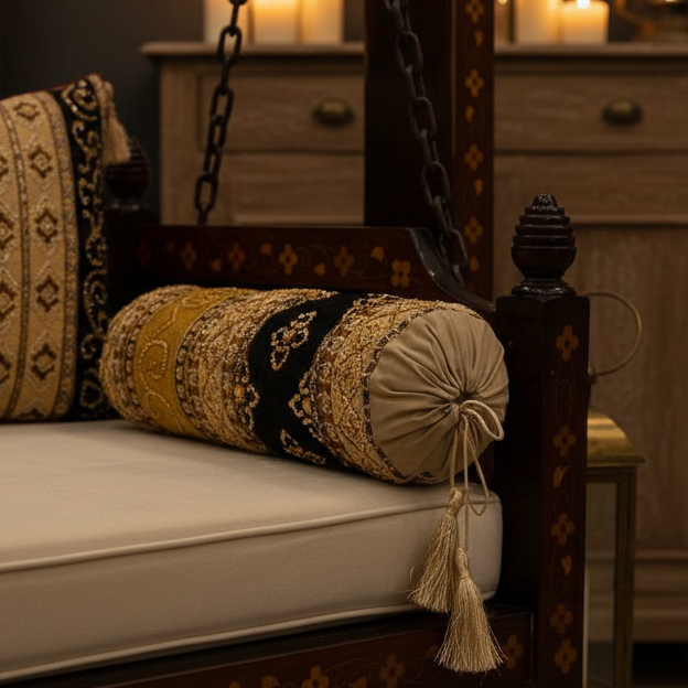 Hand Sequin - Queen Black Sofa Round PIllow (pair) Trendy Home