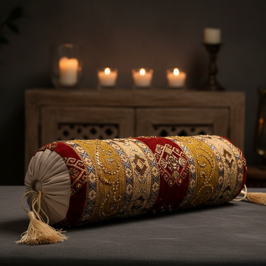 Hand Sequin - Maroon Sofa Round PIllow (pair) Trendy Home