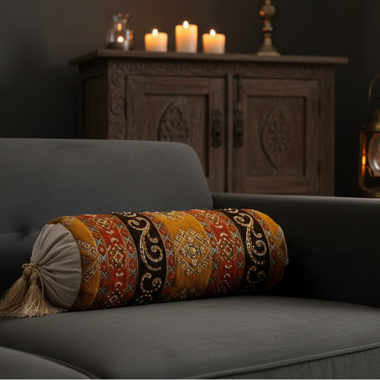 Hand Sequin - Mustard Sofa Round PIllow (pair) Trendy Home