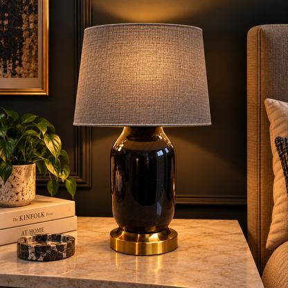 Carbon Barrel Table Lamp Gray Single Trendy Home