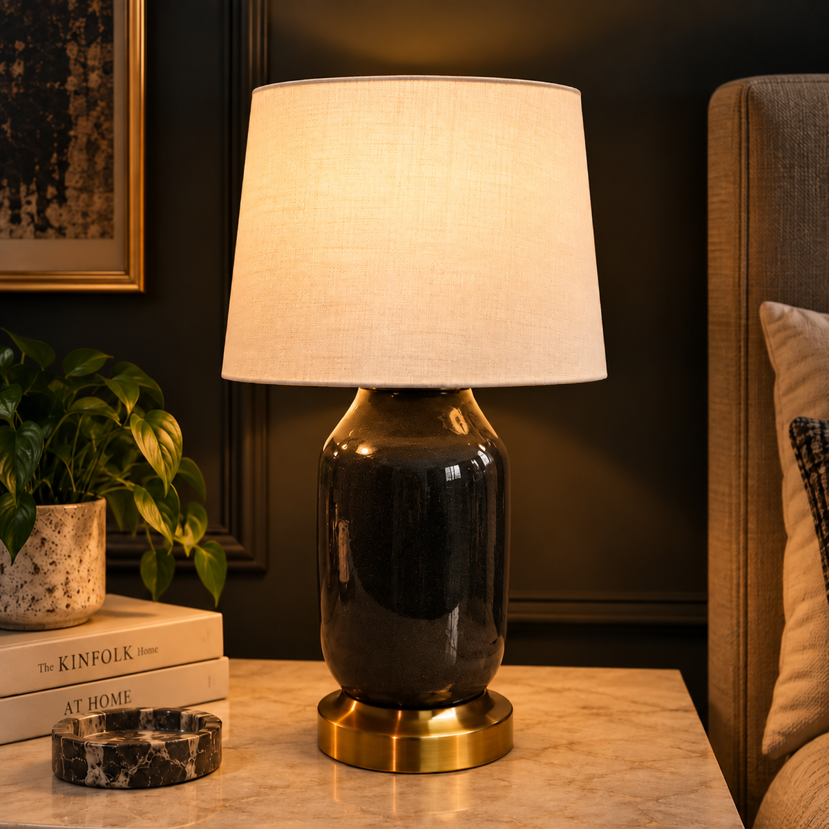 Carbon Barrel Table Lamp White Single Trendy Home