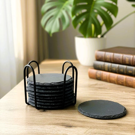 Natural Slate Tea Coaster Set Trendy Home