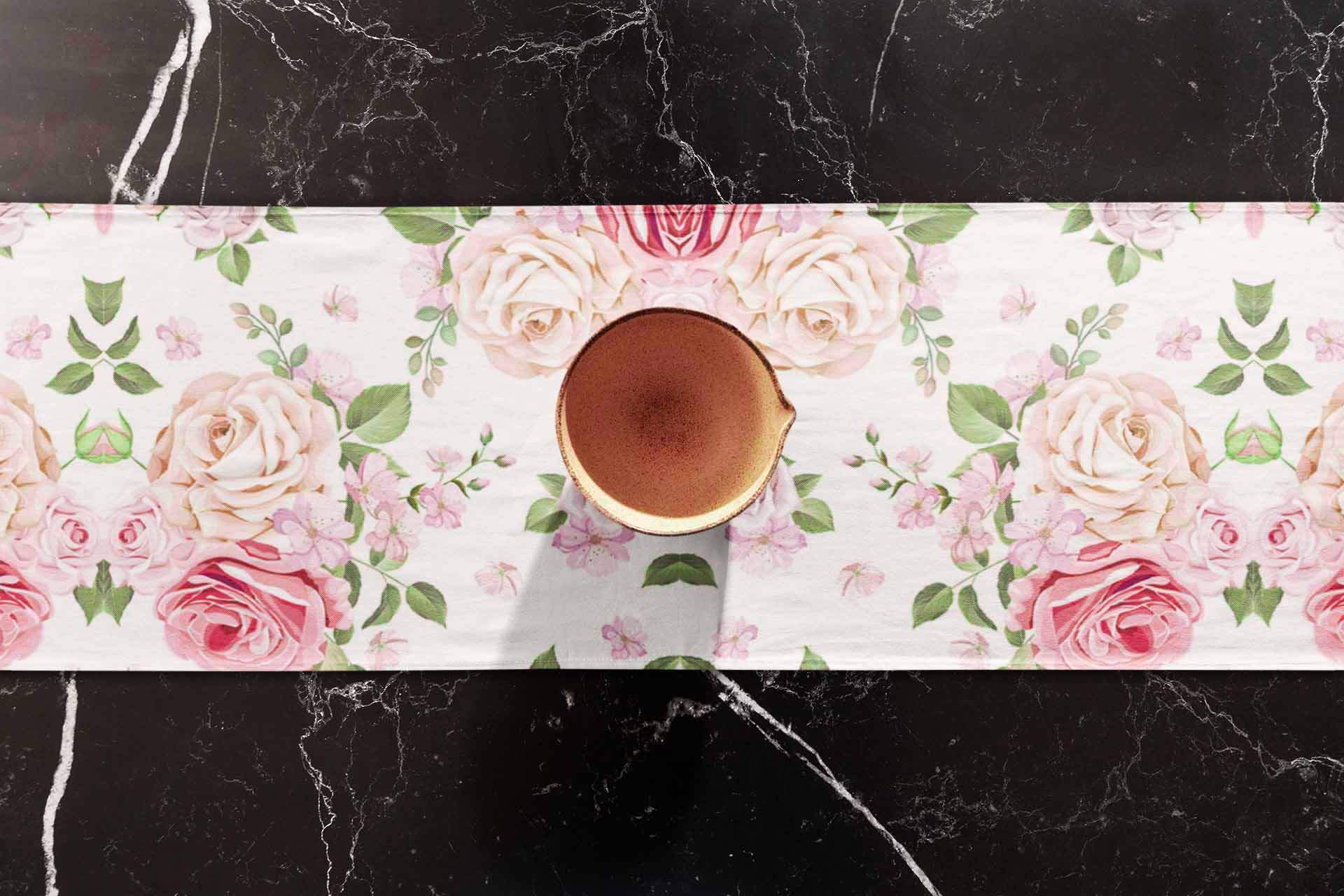 Printed - Pink Rose Table Runner Trendy Home
