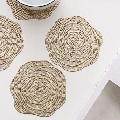 Pvc Golden Rose Tea Coaster Trendy Home