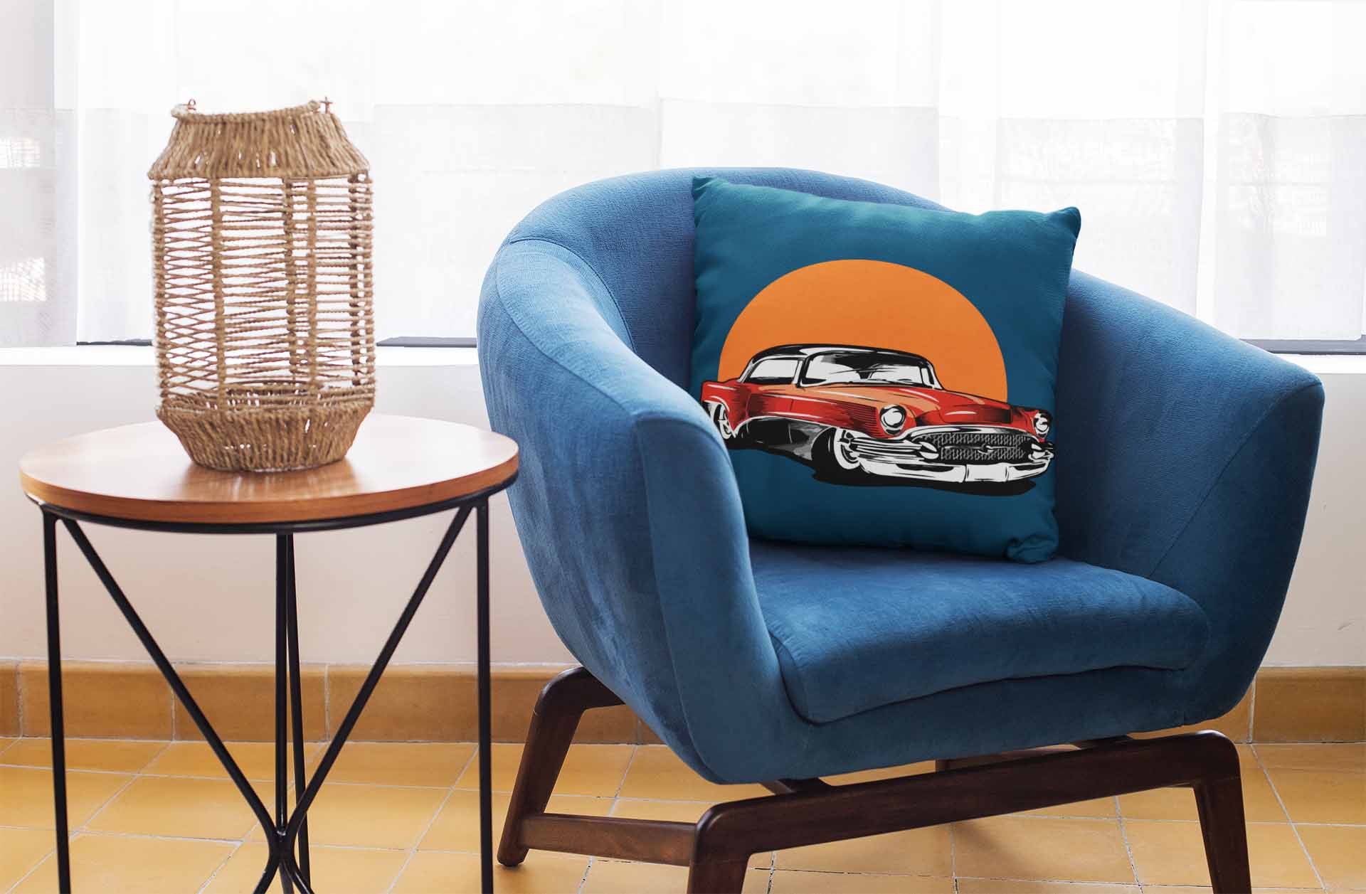 Vintage Red Mustang Cushion Cover Trendy Home