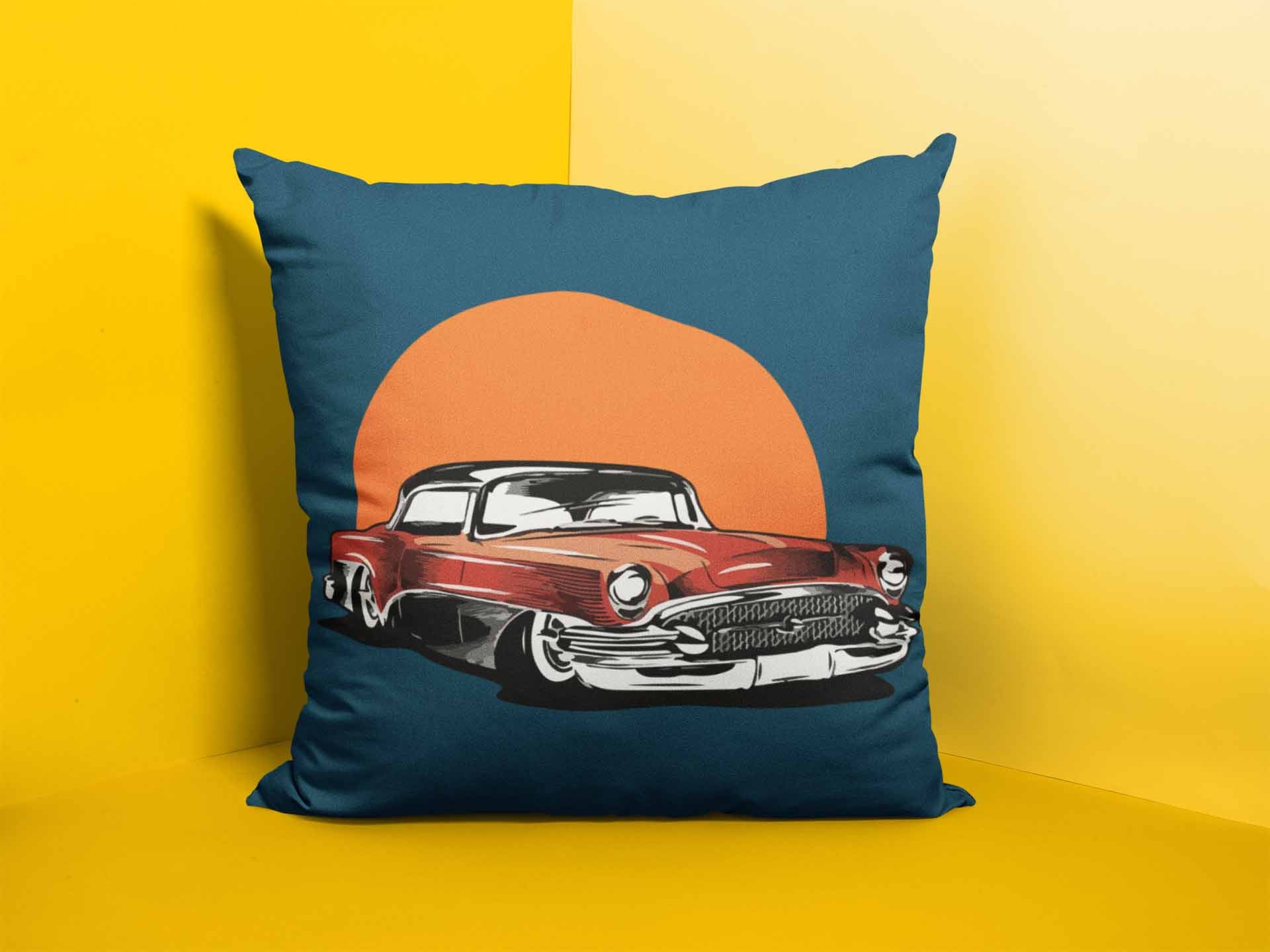 Vintage Red Mustang Cushion Cover Trendy Home
