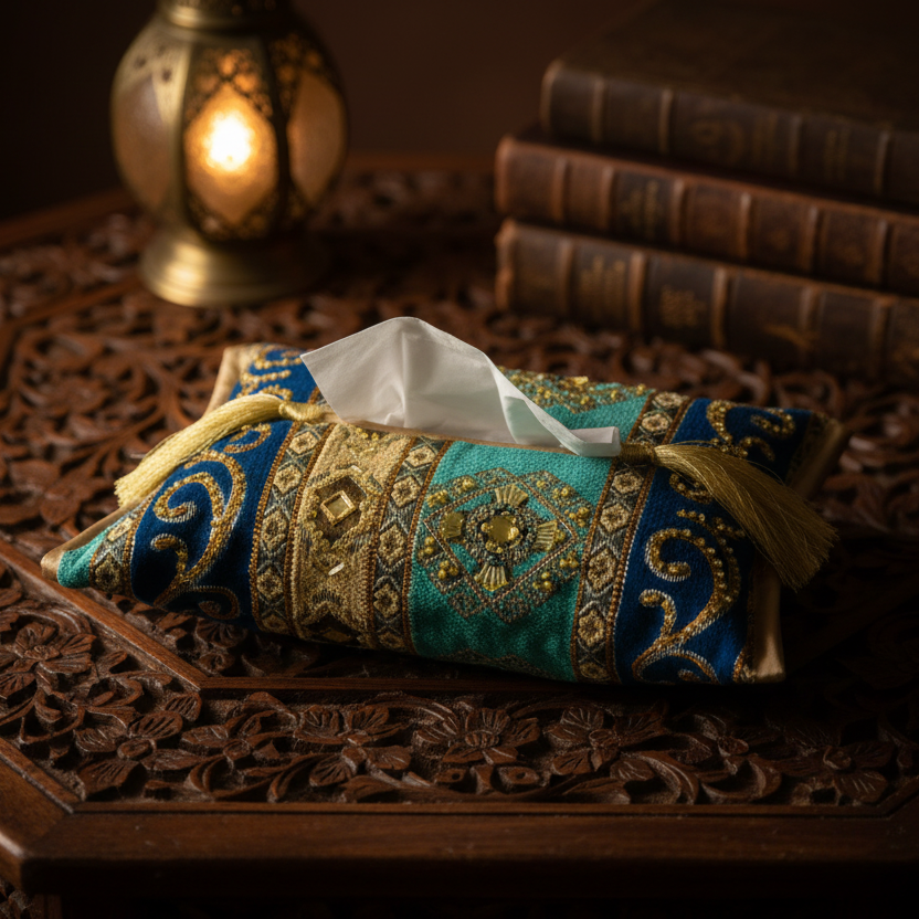 Hand Sequin - Blue Tissue Box Trendy Home