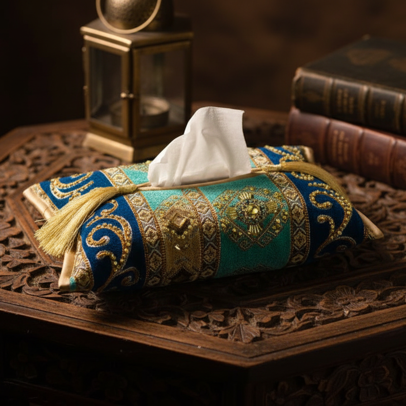 Hand Sequin - Blue Tissue Box Trendy Home