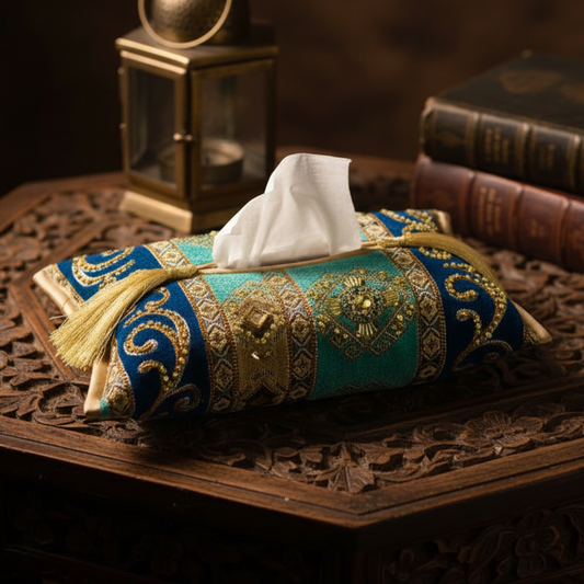 Hand Sequin - Blue Tissue Box Trendy Home