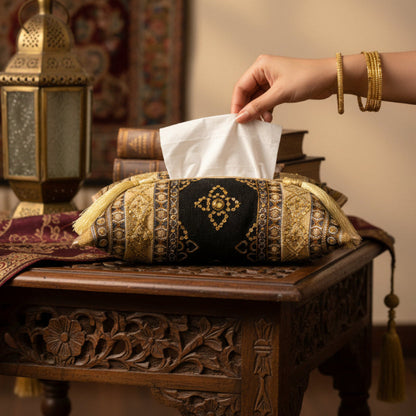 Hand Sequin - Queen Black Tissue Box Trendy Home