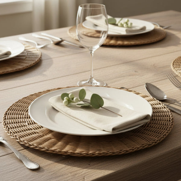 Rattan - Brass Charger Plate Trendy Home