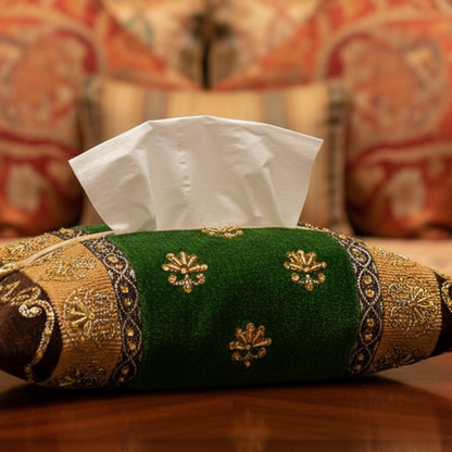 Hand Sequin - Brown Spinach Tissue Box Trendy Home