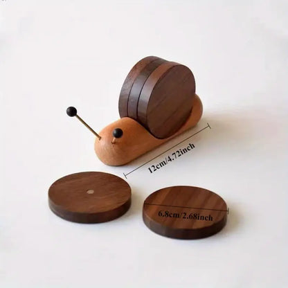 Wooden Snail Tea Coaster Set Trendy Home