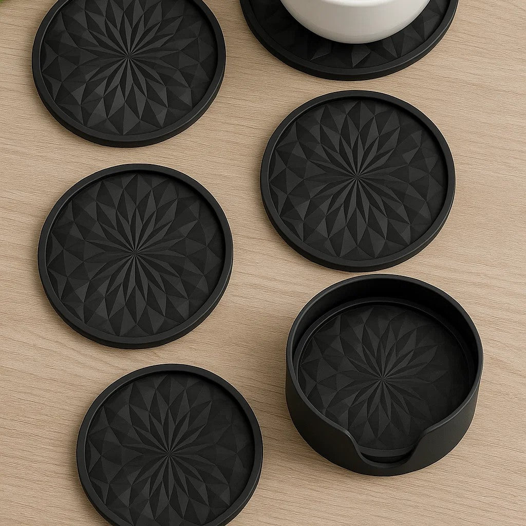 Silicon Charcoal Coaster Set Trendy Home