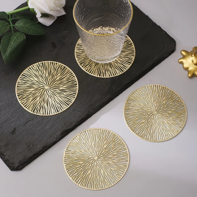 Pvc Radiant Gold Tea Coaster Trendy Home