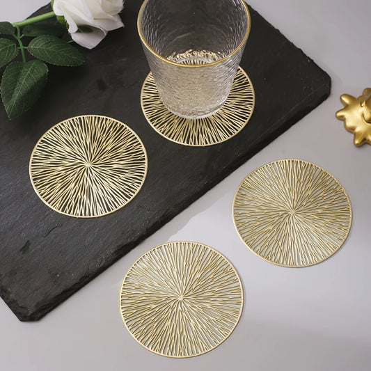 Pvc Radiant Gold Tea Coaster Trendy Home