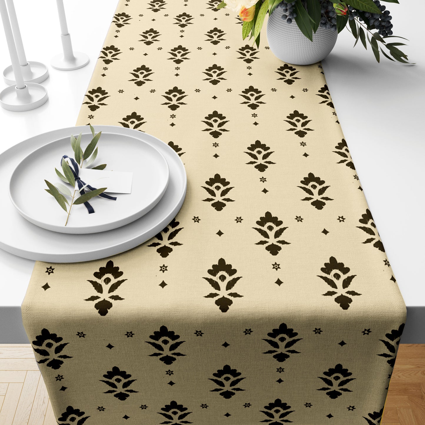 Printed - Beige Aspen Table Runner