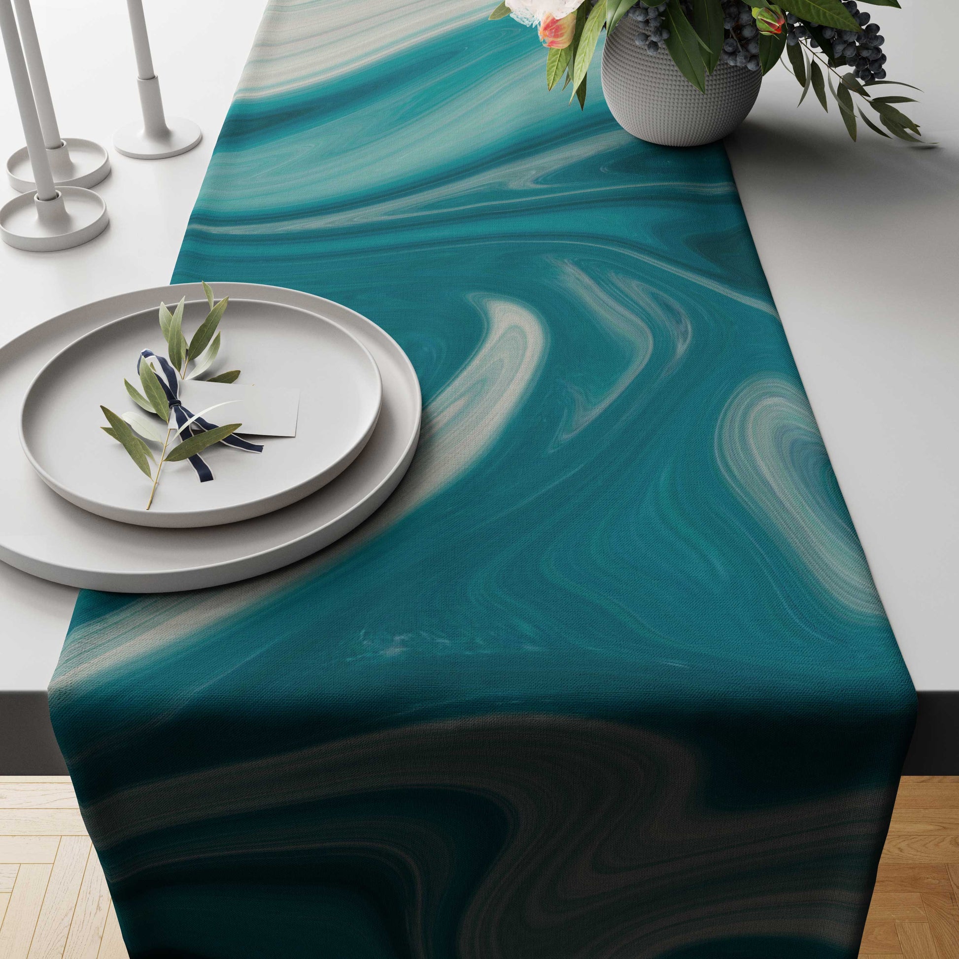 Printed - Blue Dumortierite Table Runner Trendy Home