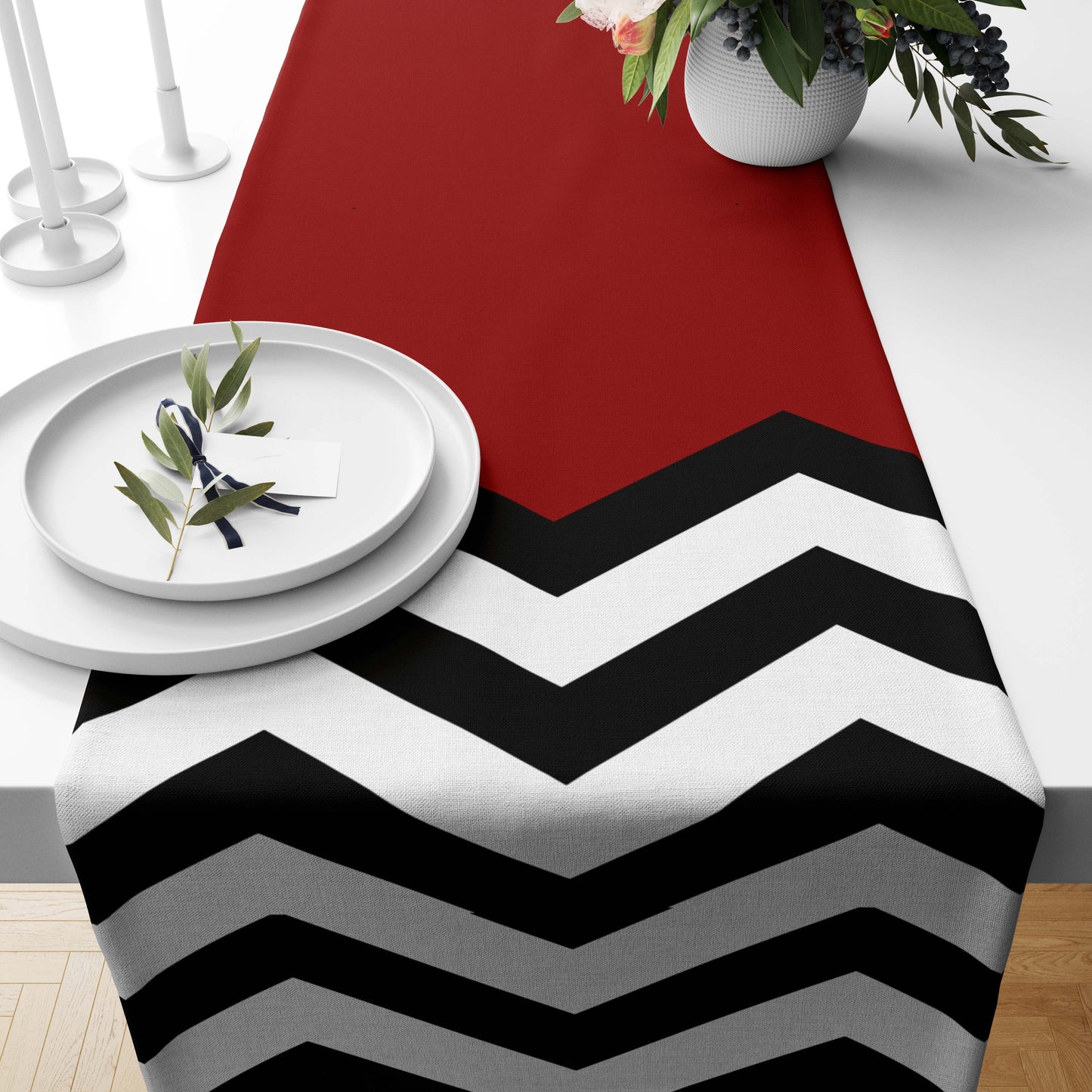 Printed - Lisbon Red Table Runner Trendy Home